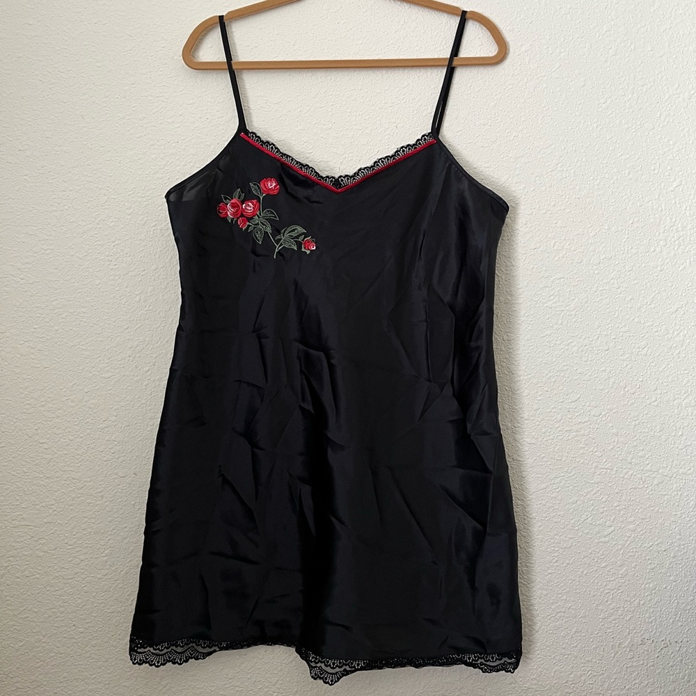 Morgan Taylor Black Chemise with Red Floral Detail